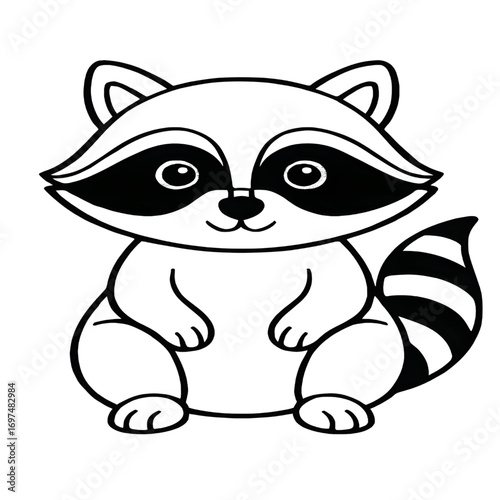 A racoon illustration vector style coloring page 