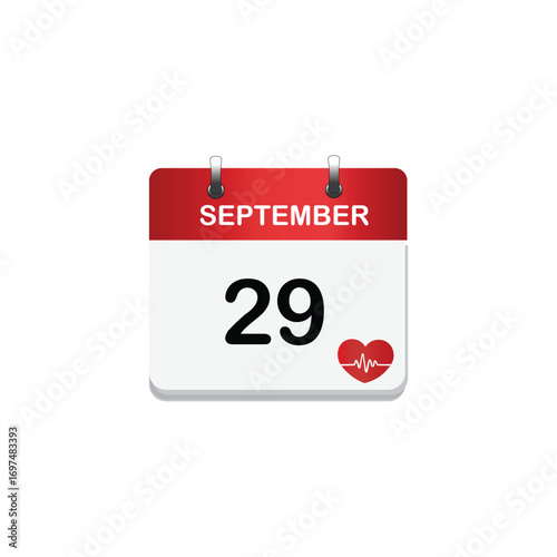 World hearth Day Single Icon Vector Calendar September Illustration 14