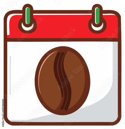 Coffee Bean Calendar Icon Reminder for Coffee Lovers
