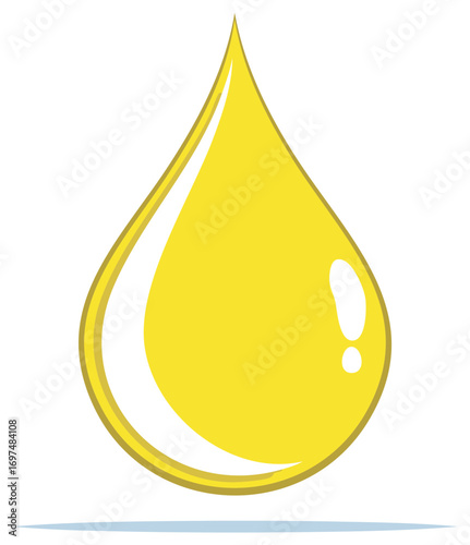 Bright yellow liquid drop illustration, depicting oil, honey, or fuel