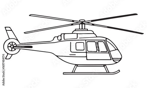 Simple Outline Drawing of a Helicopter
