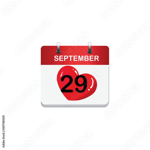 World hearth Day Single Icon Vector Calendar september Illustration 16