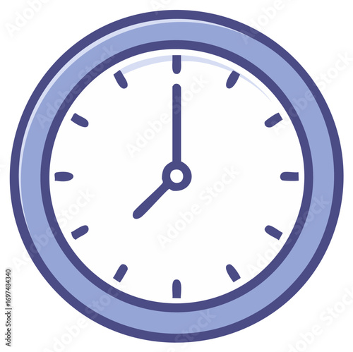 Simple Round Clock Showing Eight O'Clock in Blue Tones Modern Icon