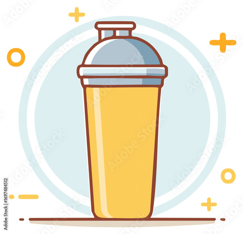 Illustrative shaker bottle with yellow drink vector illustration