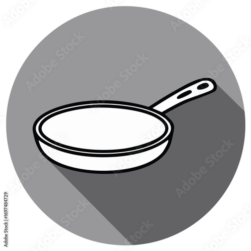 Frying Pan Monochrome Graphic Icon Frying Utensil Shadow Cooking Tool Illustration