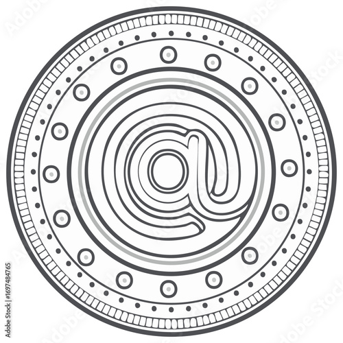 Ornate At Symbol Icon, Internet Communication Graphic Art Design Element