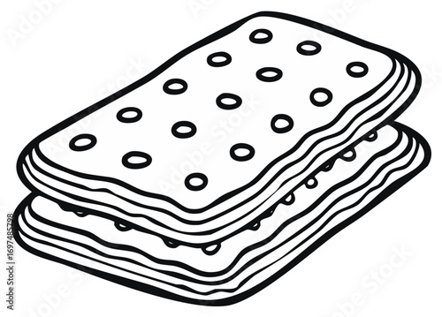 Simple outline illustration of a filled cracker sandwich snack food