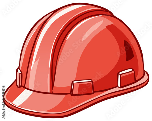 Red Safety Hard Hat with Ribbed Design and Peak