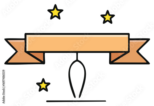 Celebration banner with hanging tassel and stars for graduation and award design