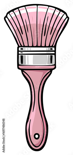Pink cosmetic makeup brush cartoon illustration a beauty tool for applying blush or powder