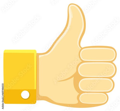 Vector hand giving thumbs up. Concept of approval and agreement. Positive and like.