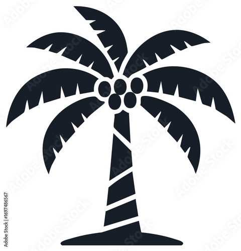 Stylized coconut palm tree graphic tropical vacation and beach symbol icon