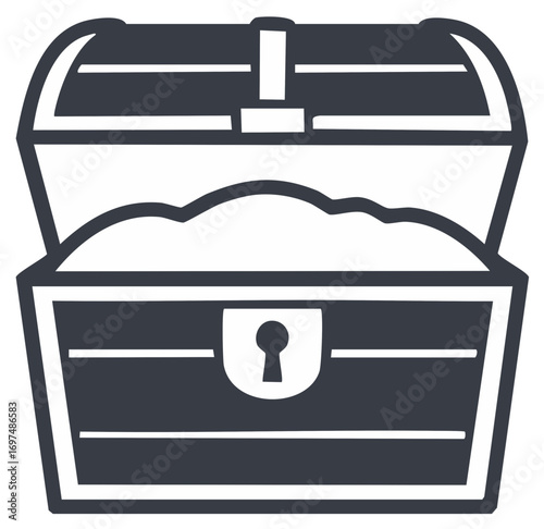Open Treasure Chest Full of Gold Coins or Sand Isolated Vector Illustration