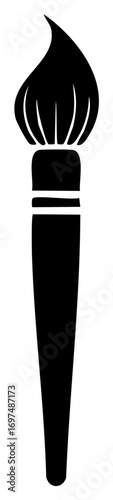 Stylized black silhouette of a paintbrush with a flame shaped tip and a simple handle