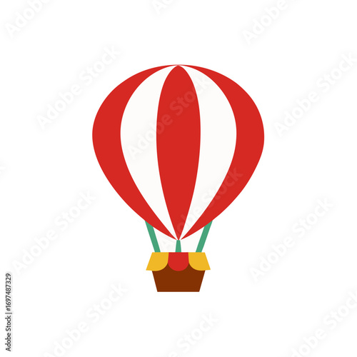 Red and white striped hot air balloon illustration