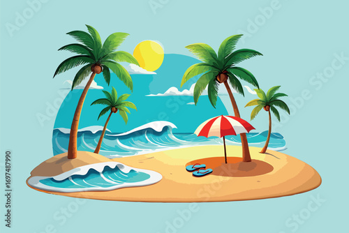 palm tree on the beach art design, beach Vector  art  Design