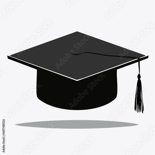 Academic square graduation cap with a tassel. A classic symbol of educational achievement, university commencement, and success