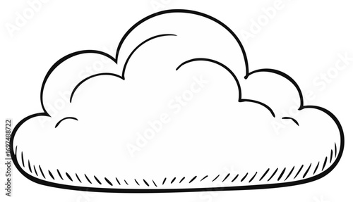 Cartoon cloud outline illustration. Weather concept with hand drawn design.