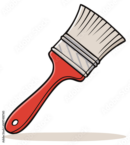 Vibrant red handled paint brush tool for home improvement and creative artistic projects illustration