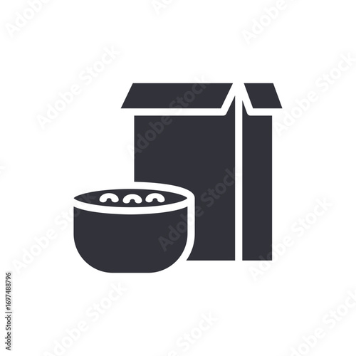 Simplified Graphic Depiction Of Ready To Eat Food With A Delivery Box Illustration