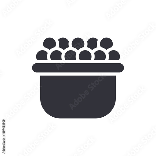 Stylized Illustration Of A Pot Filled With Small Spherical Objects Or Ball