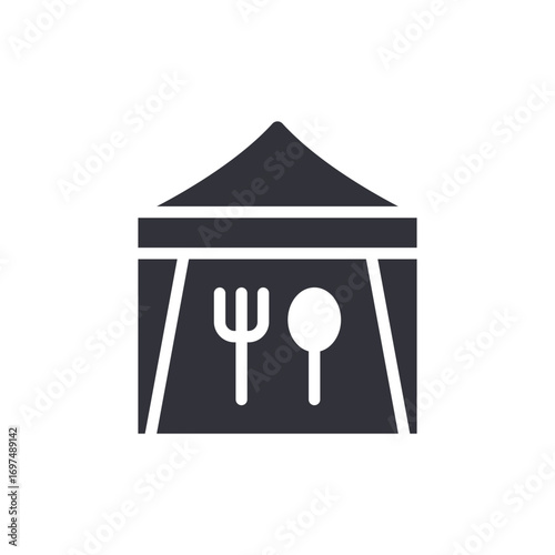 Symbolic Representation Of Culinary Arts With Utensils On A Rectangular Structure
