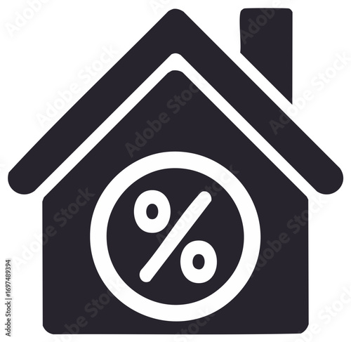 House with percentage sign vector icon for real estate finance and mortgage loans