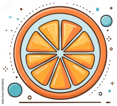 Brightly colored citrus slice illustration with decorative elements