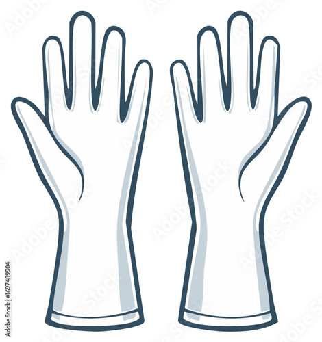 Cartoon illustration of a pair of gloves for safety and protection
