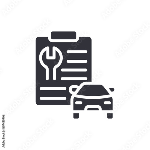 Vehicle Maintenance Inspection With Car And Wrench Symbol On A Clipboard Icon