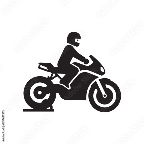 Silhouette of motor Bike Icon vector on isolated white background. 