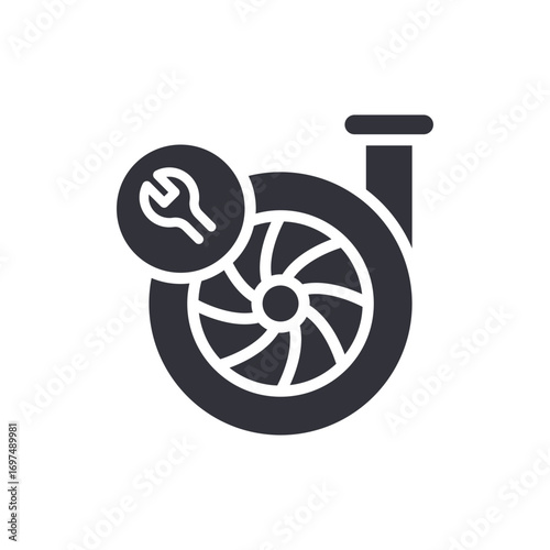 Stylized Automotive Turbocharger Icon With Wrench Symbolizing Maintenance