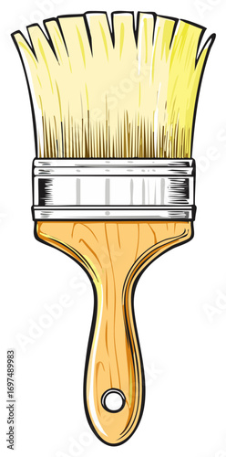 Cartoon illustration of a paintbrush, close up.