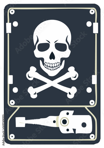 Skull and Crossbones Data Destruction Digital Threat Computer Security Concept
