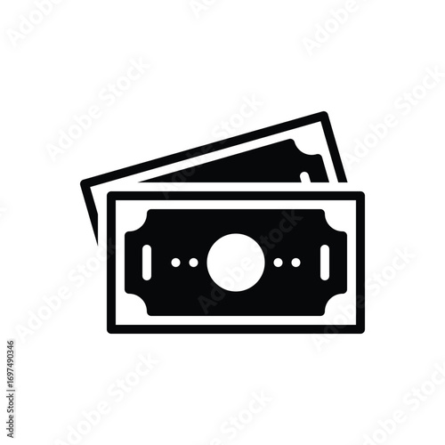 Black solid icon for cash