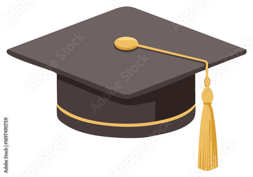 Graduation Cap Illustration with Tassel for Education Success Theme