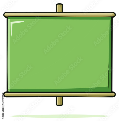 Blank Green Chalkboard Display with Wooden Frame Illustration for Messages and Presentations
