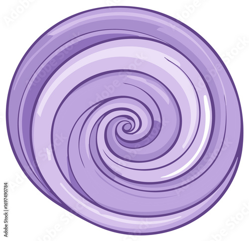 Purple swirling lollipop illustration graphic, isolated on white, vector style