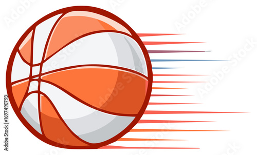 Fast Cartoon Basketball Ball with Speed Lines  Action Sport Design