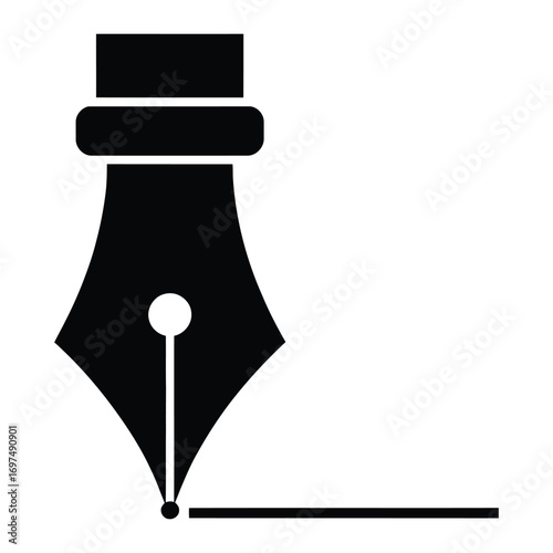 Classic fountain pen nib writing a straight line