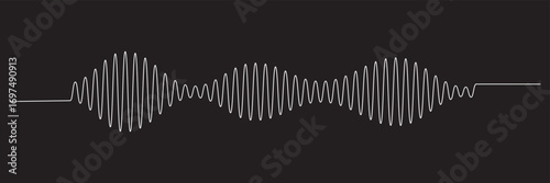 Continuous line sound wave music audio icon one art voice hand. Podcast wave line sound soundwave noise sketch drawn drawing doodle outline recording frequency vocal waveform microphone background