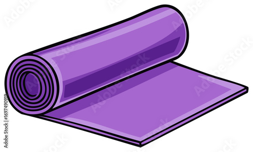Unrolled Purple Exercise Mat for Floor Workouts and Fitness Routine Activities