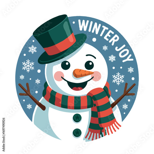 snowman with christmas ball vector design