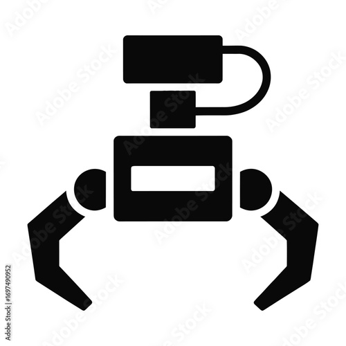 Black silhouette icon of a robotic claw arm