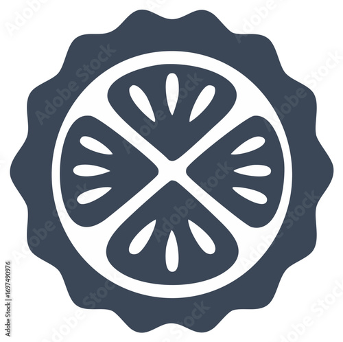 Stylized Citrus Slice Vector Illustration, Graphic Round Fruit Design Element, Food Ingredient Icon