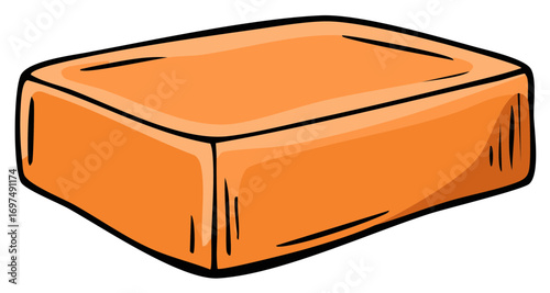 Cartoon Orange Soap Bar With Black Outline
