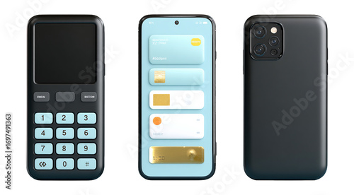 Modern Smartphone and Classic Phone Combo for Technology Concept