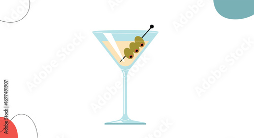 An elegant martini cocktail with olives garnishing a refreshing aperitif for your next celebration