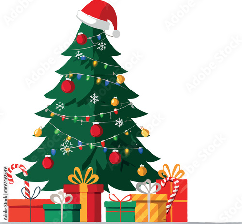 christmas tree with gifts, marry crismistmas gift box vector design