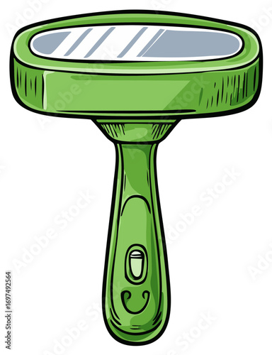 Vibrant green handheld fabric shaver illustration for home laundry and clothing maintenance